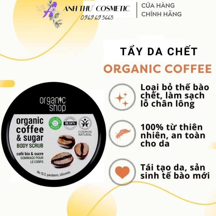 [Bản EU] Tẩy da chết body Organic shop coffee sugar body scrub trắng da 250ml