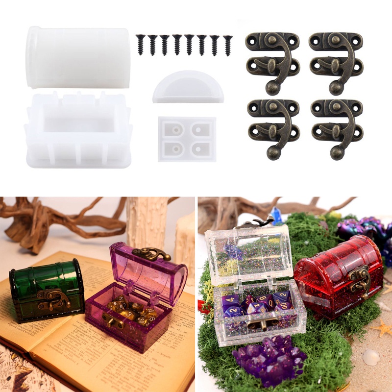 Khuôn Silicone Tạo Hình Hộp Kho Báu / Xúc Xắc Độc Đáo DIY