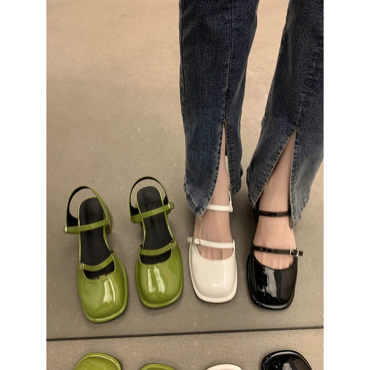 Giày Sandal Bít Mũi Vuông Đế Trung Chống Trượt Thời Trang Mùa Hè 2022 Cho Nữ