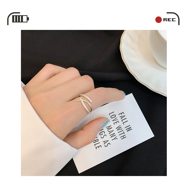 Nhẫn Hở Đính Đá Thiết Kế Đơn Giản Thời Trang Cá Tính Cho Nữ
