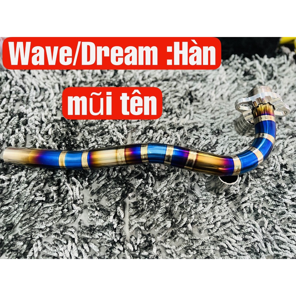 Cổ Pô Titan From thòng gắn cho Wave Dream Future đời đầu Tặng khâu nối inox 304 và Pát nhôm CNC