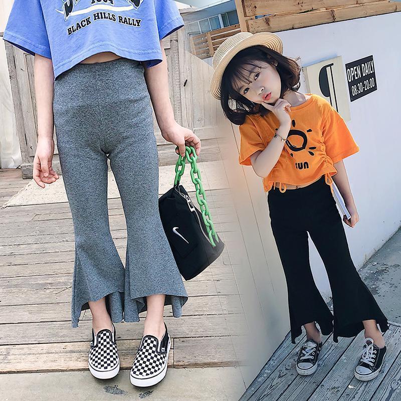 [Hàng Mới Về] Quần Dài Ống Loe Mỏng Dáng Rộng Xẻ Tà Thoải Mái Phong Cách Hàn Quốc Thời Trang Mùa Hè Cho Bé Gái