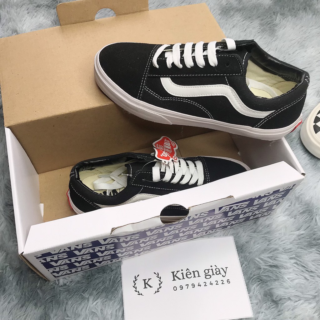 [Full box + Ảnh thật] GIÀY THỂ THAO vans old hàng chuẩn đen trắng da lộn