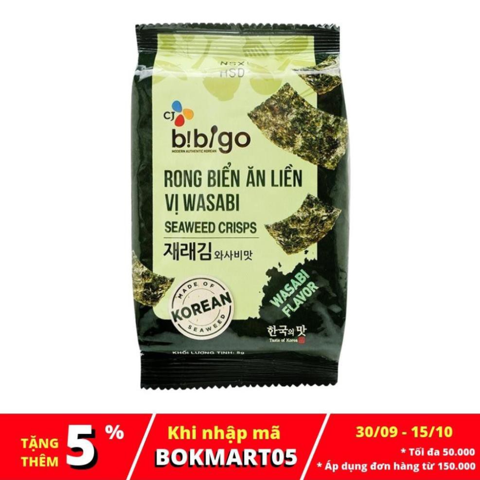 hàng sẵn ( LỐC 3 GÓI ) RONG BIỂN ĂN LIỀN VỊ WASABI BIBIGO GÓI 5G hot