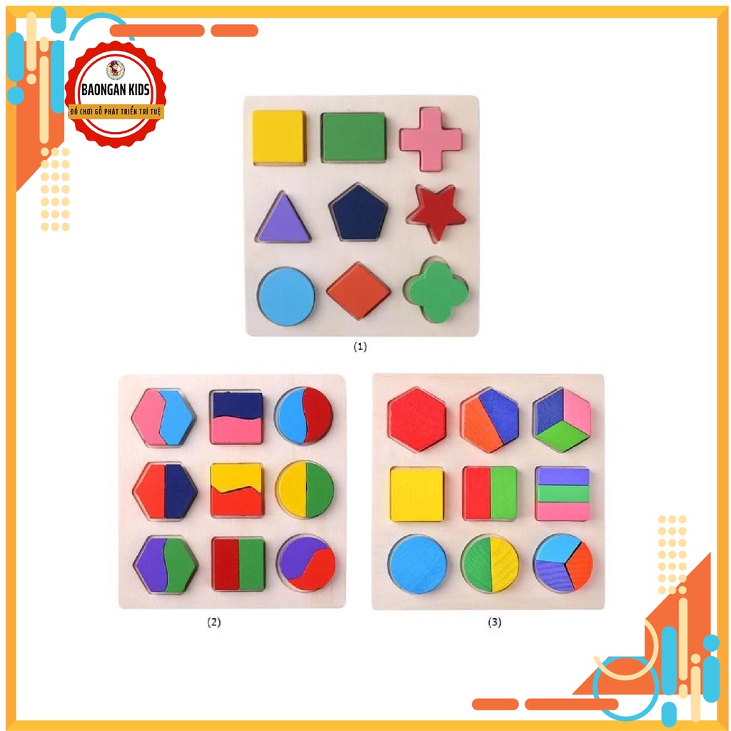 Combo Đồ chơi xếp khối montessori cho bé từ 1-3 tuổi Đồ chơi gỗ thông minh