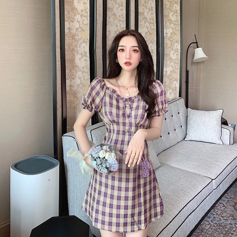 Đầm Nữ Kẻ Ô, Váy Nữ Dáng Xòe Kẻ Caro Kiểu Dáng Ulzzang Moda.H | BigBuy360 - bigbuy360.vn