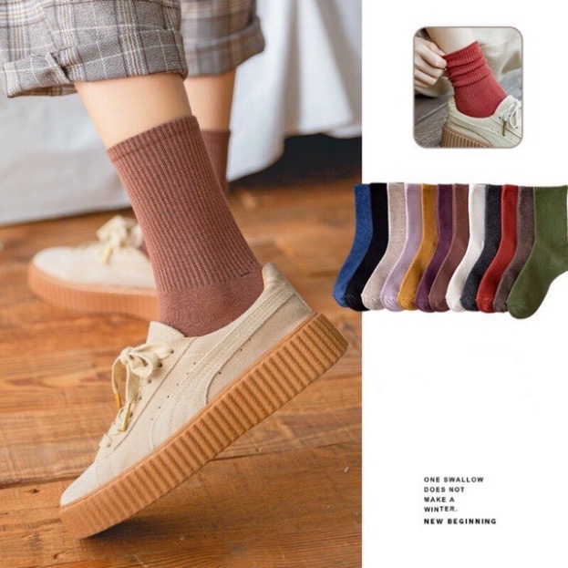 FREESHIP Tất Len Gân Cao cổ CARLA Phong Cách Vintage (Loại 1 dày dặn)