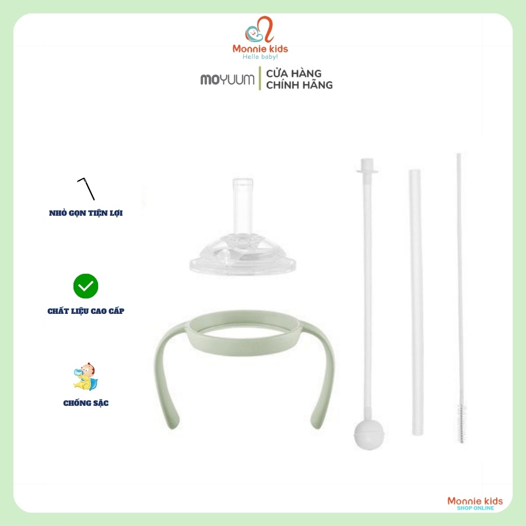 Set ống hút uống nước bình sữa Moyuum cho bé, phụ kiện bình tập uống cho bé - Monnie Kids