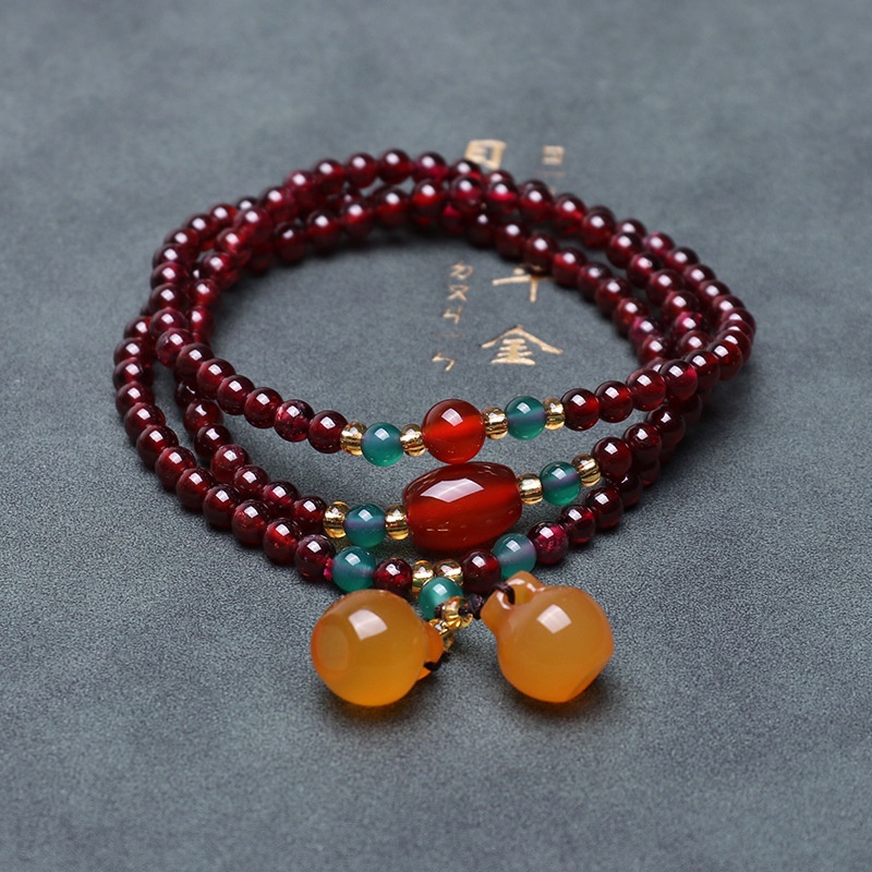 [Hàng Mới Về] Vòng Đeo Tay Ba Vòng Phong Cách Retro Đơn Giản Mặt Quả Táo