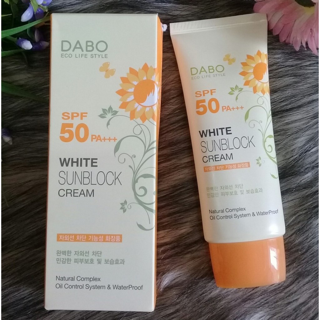 Kem chống nắng trắng mềm da hàn quốc Dabo Whitening Sunblock Spf 50 pa+++- Hàng chính hãng.