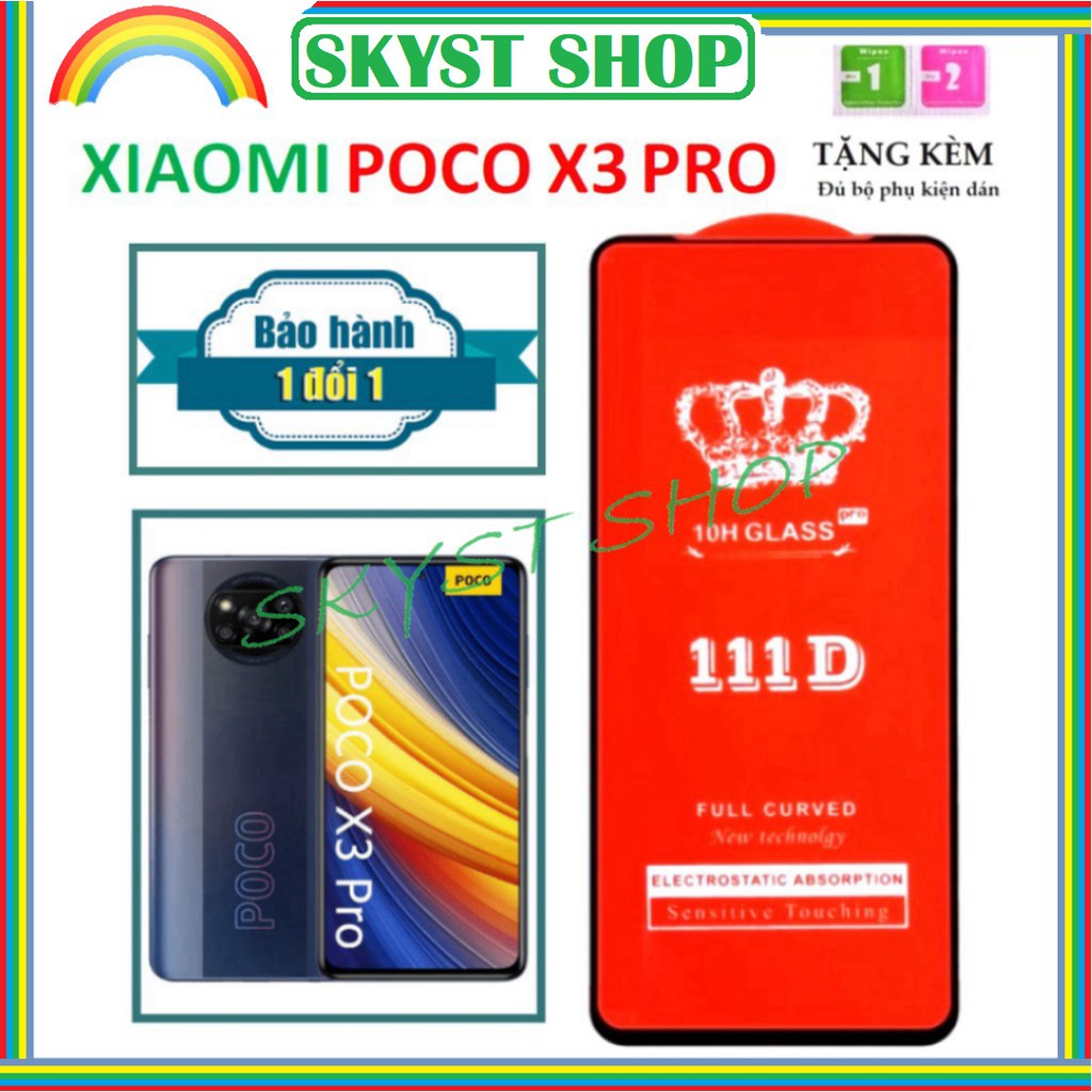 🔥SIÊU CHẤT🔥 Kính Cường Lực Xiaomi Poco X3 Pro- Full màn hình 111D và trong suốt - Độ cứng 10H - Độ trong suốt cực cao.