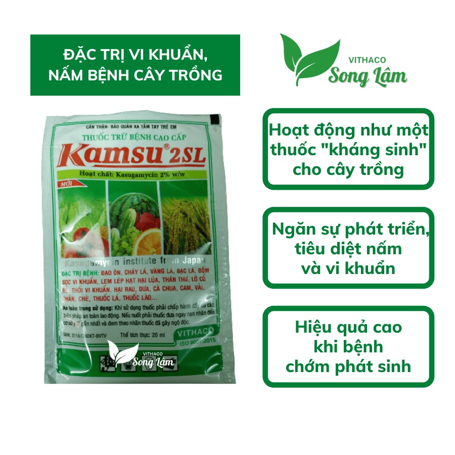 [VITHACO] Chế phẩm KAMSU 2SL trừ vi khuẩn, nấm bệnh trên rau màu, cây ăn trái (thán thư, thối nhũn, lở cỗ rễ, cháy lá)