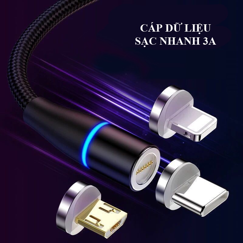 Cáp sạc nhanh 3A - cáp dữ liệu 7 lõi - dây nam châm kết nối điện thoại