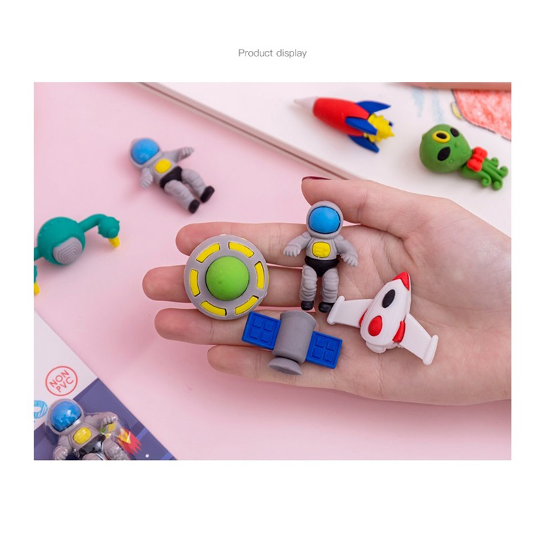 Set 4 cục tẩy bút chì hình tên lửa/ người ngoài hành tinh/ đĩa bay/ vệ tinh