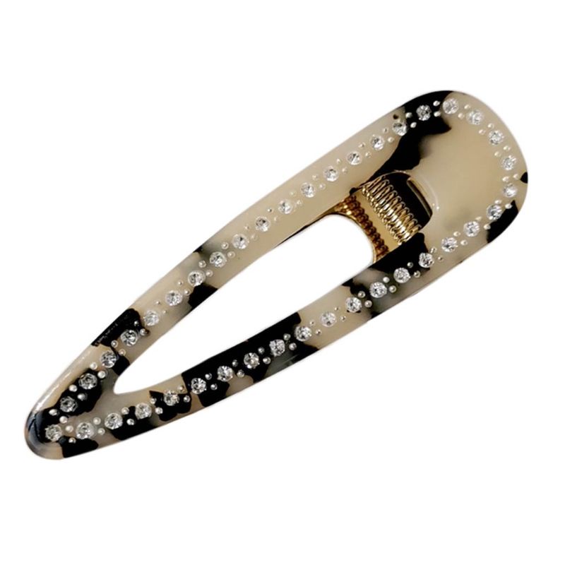 Kẹp Tóc Kim Loại Hình Giọt Nước Họa Tiết Da Báo Phong Cách Vintage Hàn Quốc