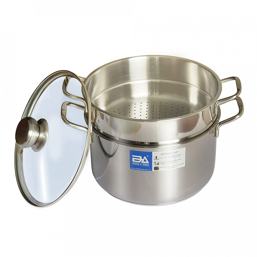 Bộ Nồi Xửng Hấp Gà Nấu Xôi 2 Tầng Inox Đông Á Đáy Từ Cao Cấp - Dùng Được Bếp Từ