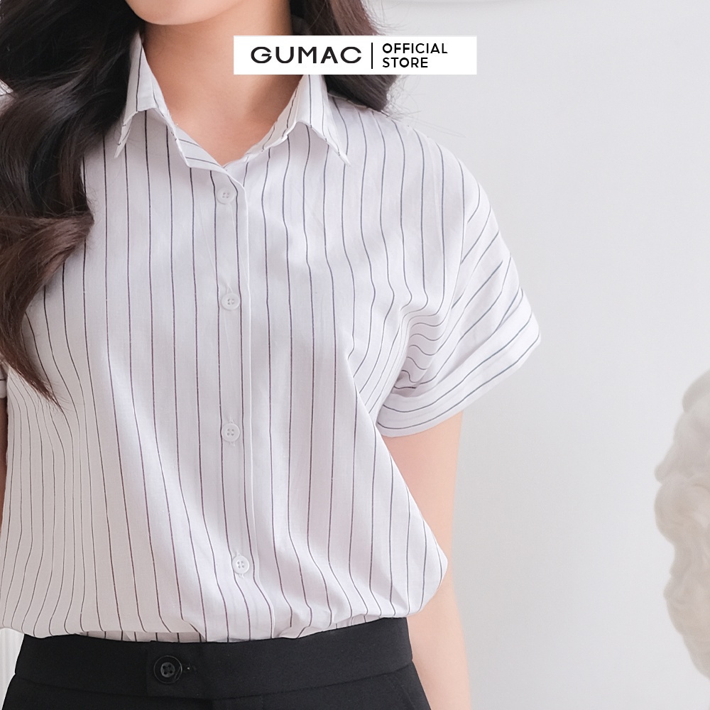 [Mã WABRGUM giảm 10% tối đa 30K đơn 99K] Áo sơ mi công sở nữ tay ngắn thời trang GUMAC chất liệu Linen cao cấp AC03068