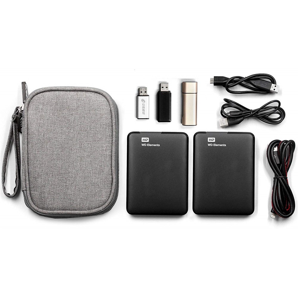 baona 2.5 inch External HDD Hard Disk Drive Carry Case Power Bank USB Cable Pouch Bag