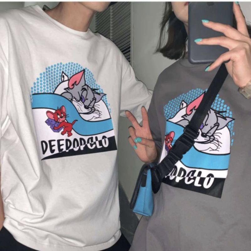 Áo thun tay lỡ unisex mèo chuột Deedopglo