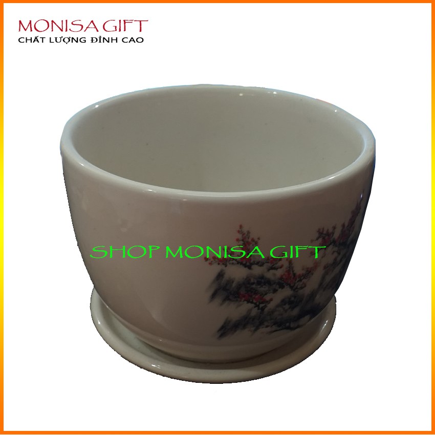 [RẺ VÔ ĐỊCH] Chậu Hoa Đồng Tiền Lụa Cao Cấp Monisa Gift {TẶNG Chậu Sứ 25K}- Hoa Giả Đẹp