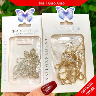 [Hàng mới về] Phụ kiện dây xích kim loại đính đá 3D long lanh sang trọng trang trí móng nghệ thuật