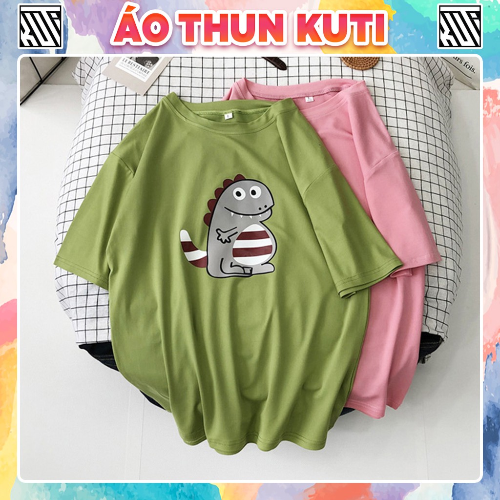 Áo Thun Tay Lỡ Khủng Long Unisex Kuti Basic Tee Phông Trơn Nam Nữ Form Rộng Oversize 6 Màu Phong Cách Ulzzang Hàn Quốc