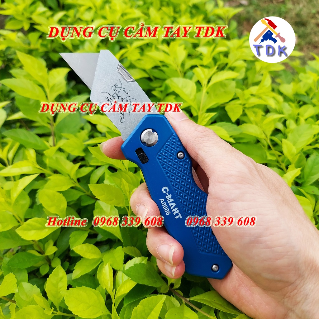Dao rọc giấy cán xếp gấp gọn A0006 CMART kèm 6 lưỡi dao rọc cáp siêu sắc