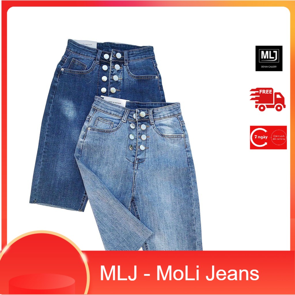 Quần jean ngố / lửng BIGSIZE lưng cao, co dãn mạnh lửng cao 8 nút đẹp dành cho người béo 3794
