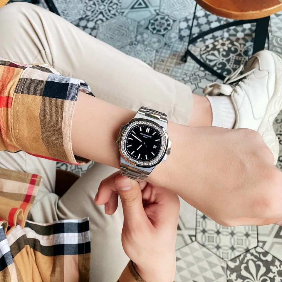 Đồng hồ Nam Ptk máy nhật chạy cơ Automatic vuông vành đá tròn size 41mm dây kim loại vỏ trắng nhiều màu có dạ quang
