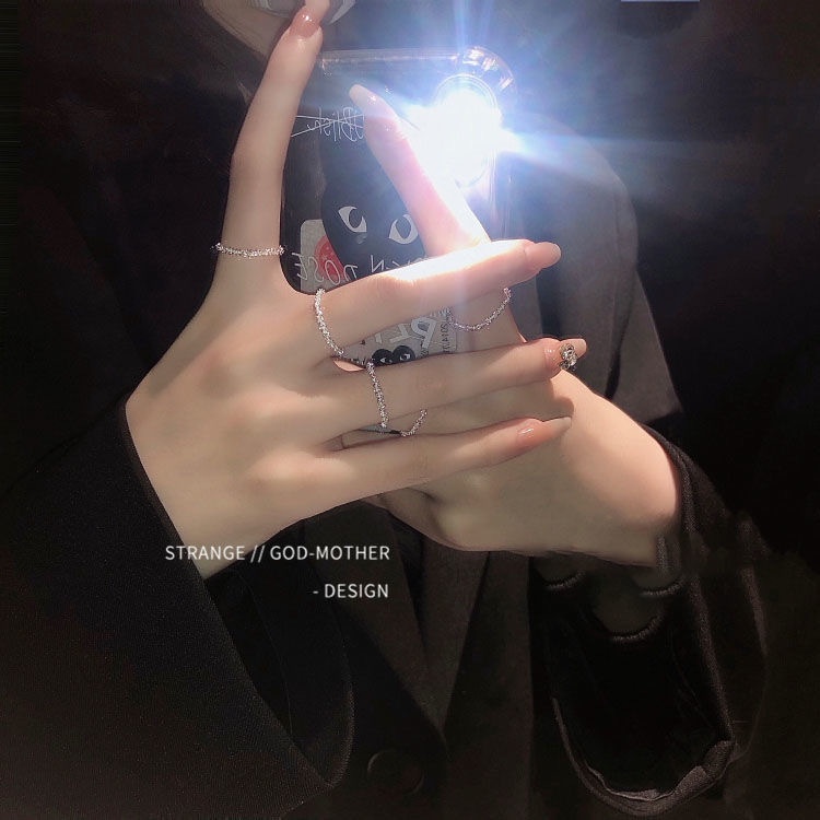 Nhẫn Bạc 925 Thiết Kế Hình Học Rỗng Không Phai Màu Phong Cách Hàn Quốc Cho Nữ