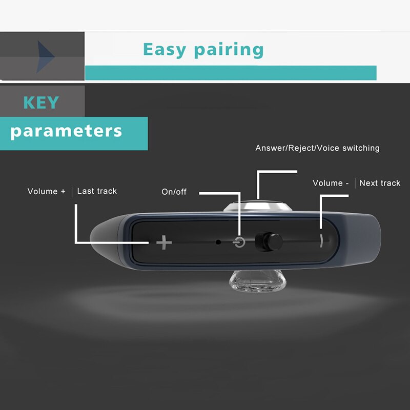 Tai Nghe Bluetooth Không Dây V12 Có Mic Cho Lái Xe