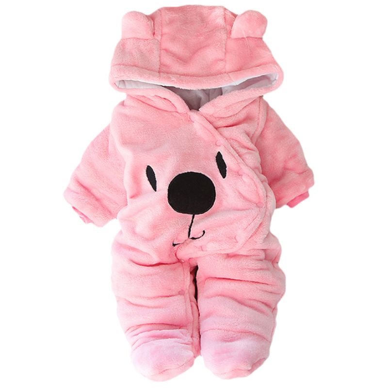 Bộ Áo Liền Quần Vải Nhung In Hình Gấu Giữ Ấm Mùa Đông Dành Cho Bé Trai Gái