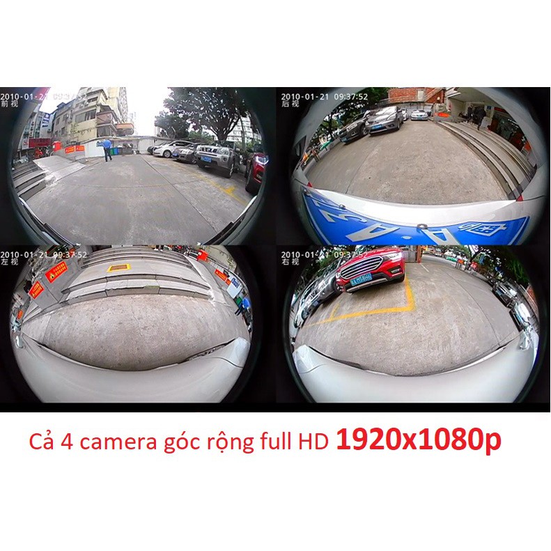 Camera 360 ĐỘ bộ 4 mắt cam full HD 1080p PHỐI CẢNH 3D hành trình quanh xe paranoma cao cấp