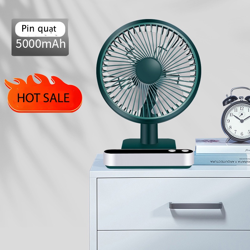 Quạt Mini tích điện để bàn, Quạt tích điện văn phòng có đế có 3 tốc độ gió- Mixiao Haochi