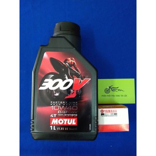 Nhớt Motul 300V Factory Line 10W40 1L và lọc nhớt Yamaha