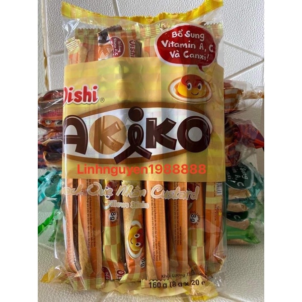 Túi 20 bánh Akiko 6 Hương Vị Socola - Sữa - Sầu Riêng - Phô Mai - Trứng - Sữa dừa - Socola cam - dưa lưới
