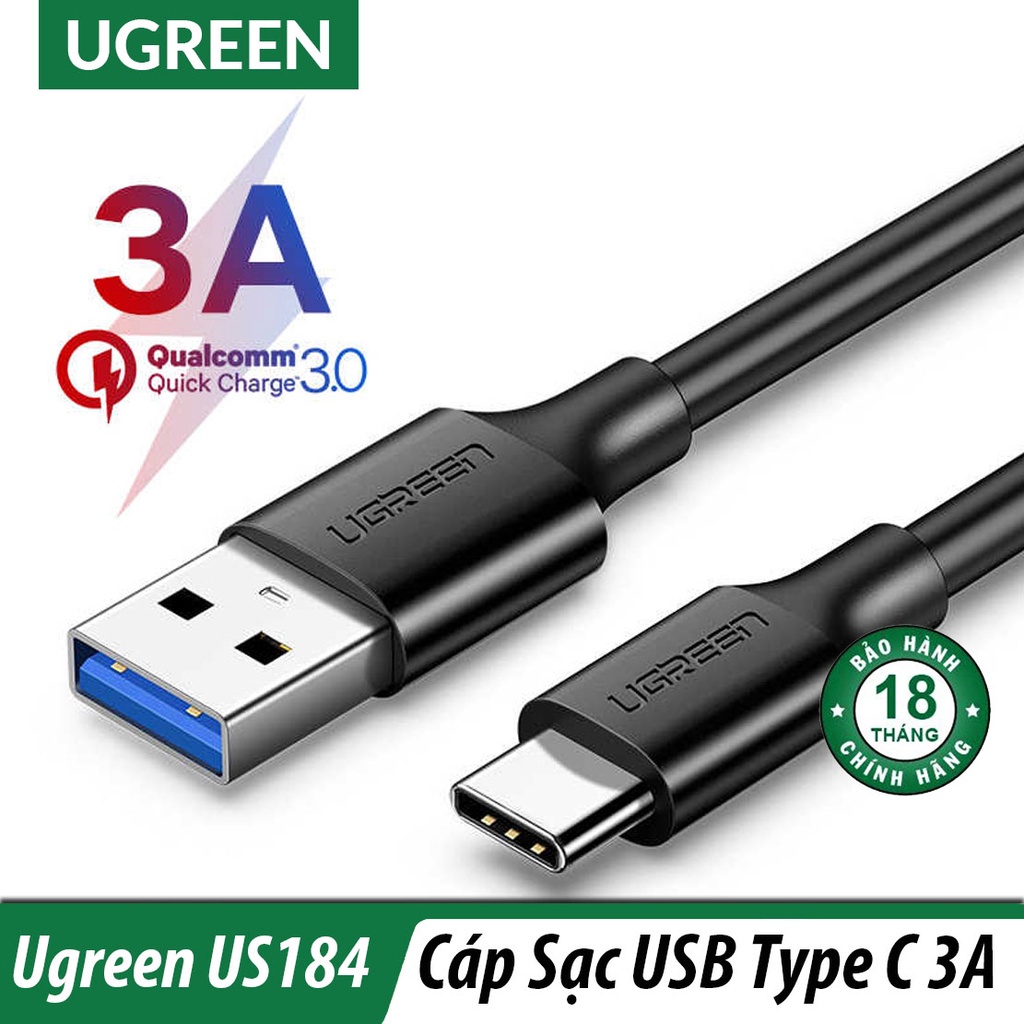 Cáp USB Type C to USB 3.0 Chính Hãng Ugreen 20881 20882 20883 20884 US184 ( Sạc nhanh QC 3.0 3A )