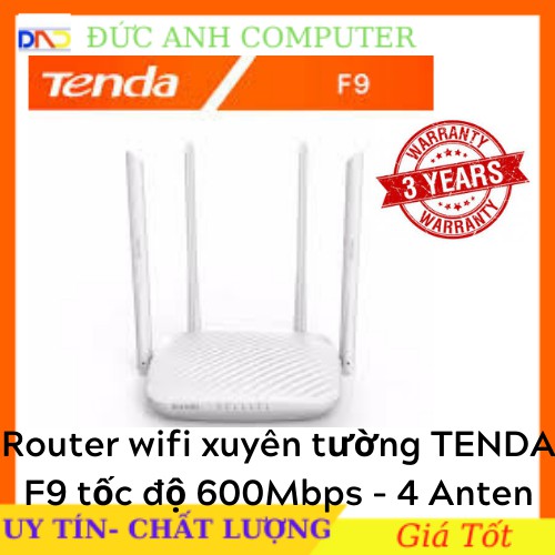 Phát Wifi ⚡ Free Ship ⚡ Bộ Phát Wifi TENDA F9 - 4 Anten - 300M -  Phát Sóng Xuyên Tường-   Chính Hãng Bảo H2nh 24 Tháng