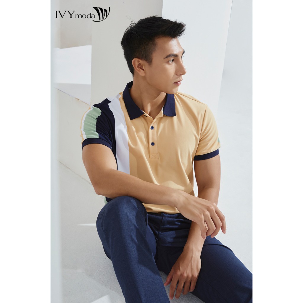 [NHẬP WABRTL5 GIẢM 10% TỐI ĐA 50K ĐH 250K ]Áo Polo nam ngắn tay phối màu IVY moda MS 57E2937