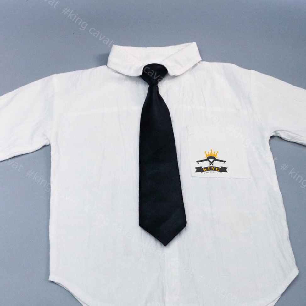 Cà vạt thắt sẵn dành cho bé trai, bé gái và học sinh unisex - cà vạt ngắn 6cm trơn, họa tiết vải Phi Bóng