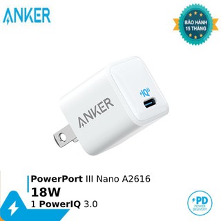 Sạc ANKER PD 18W PowerPort III Nano 1 cổng PowerIQ 3.0 18W A2616 chính hãng
