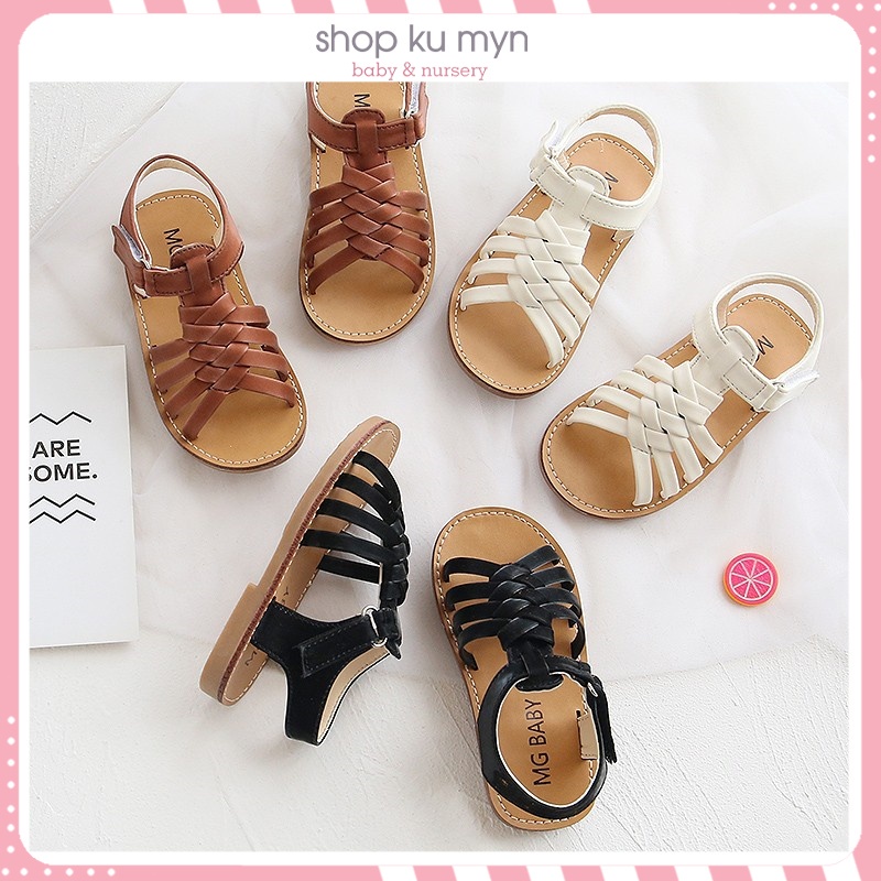 Dép bé gái - Giày sandal cho bé gái quai chéo da PU siêu mềm chắc chắn hàng chính hãng MG Baby đế cao su mềm V533