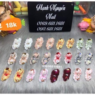 Hoa bột nail: Set 2 bông Cúc đá kép trang trí móng