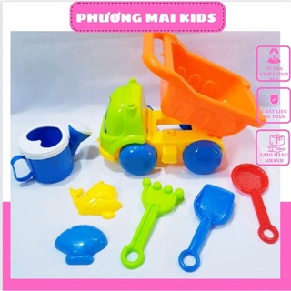 Đồ chơi xúc cát đi biển, xe ben xúc cát hạt muồng