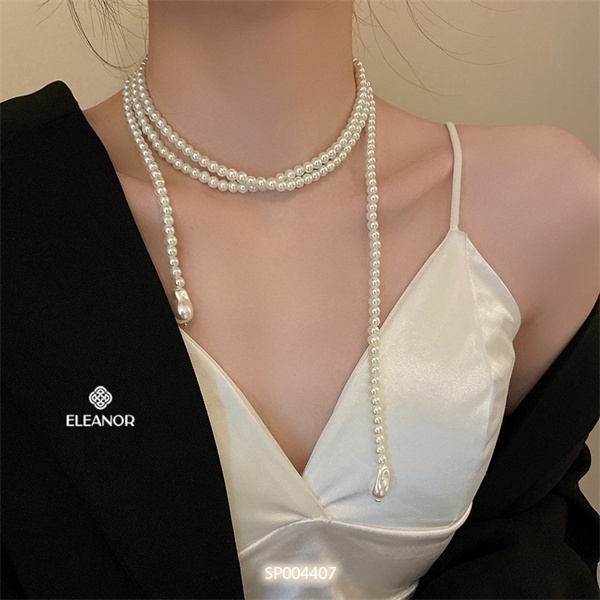 Dây chuyền nữ layer ngọc trai nhân tạo Eleanor Accessories dáng dài dạng chuỗi hạt phụ kiện trang sức 4407