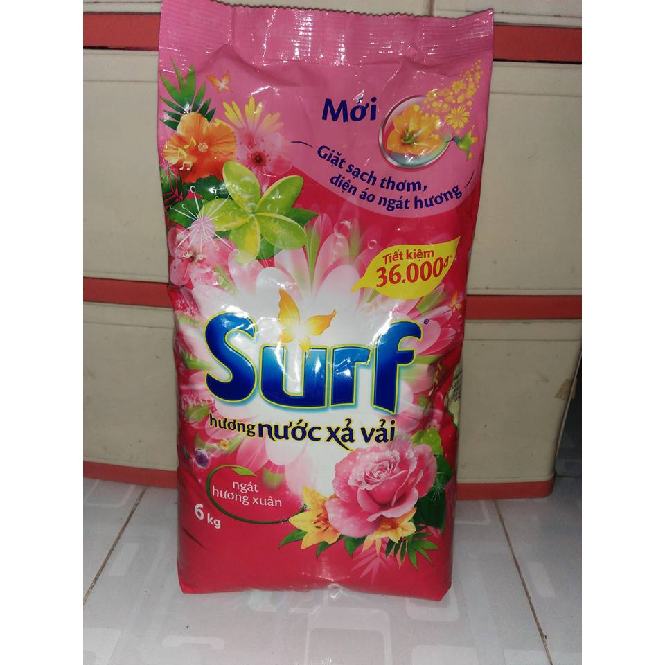 (MỚI) Bột giặt Surf hương Nước xả vải 5.8kg Tặng túi nước xả vải 750ml