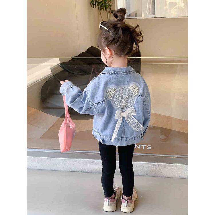 Mới Áo Khoác Denim Thời Trang 2022 Dành Cho Bé Gái