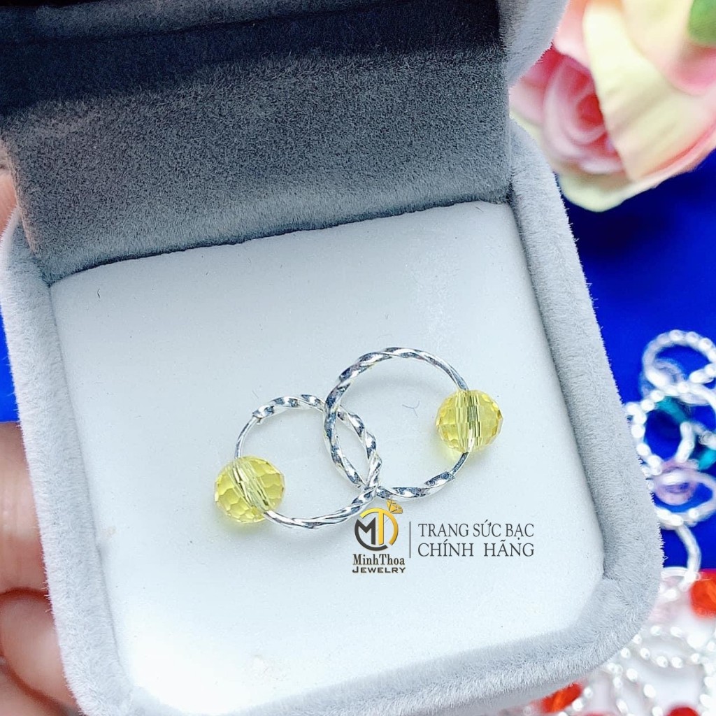 Khuyên tai, bông hoa tai trẻ em, bé gái bạc nguyên chất sáng đẹp Minh Thoa JEWELRY