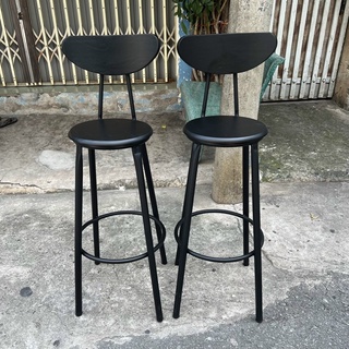Ghế cao 75cm gỗ full đen dùng quầy bar, ban công, cafe mới