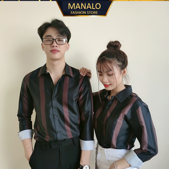 Áo Sơ Mi Đôi Nam Nữ, Áo Sơ Mi Vải Lụa Chống Bai Xù Chống Nhăn Nhàu ASMD17, MANALO Fashion Store